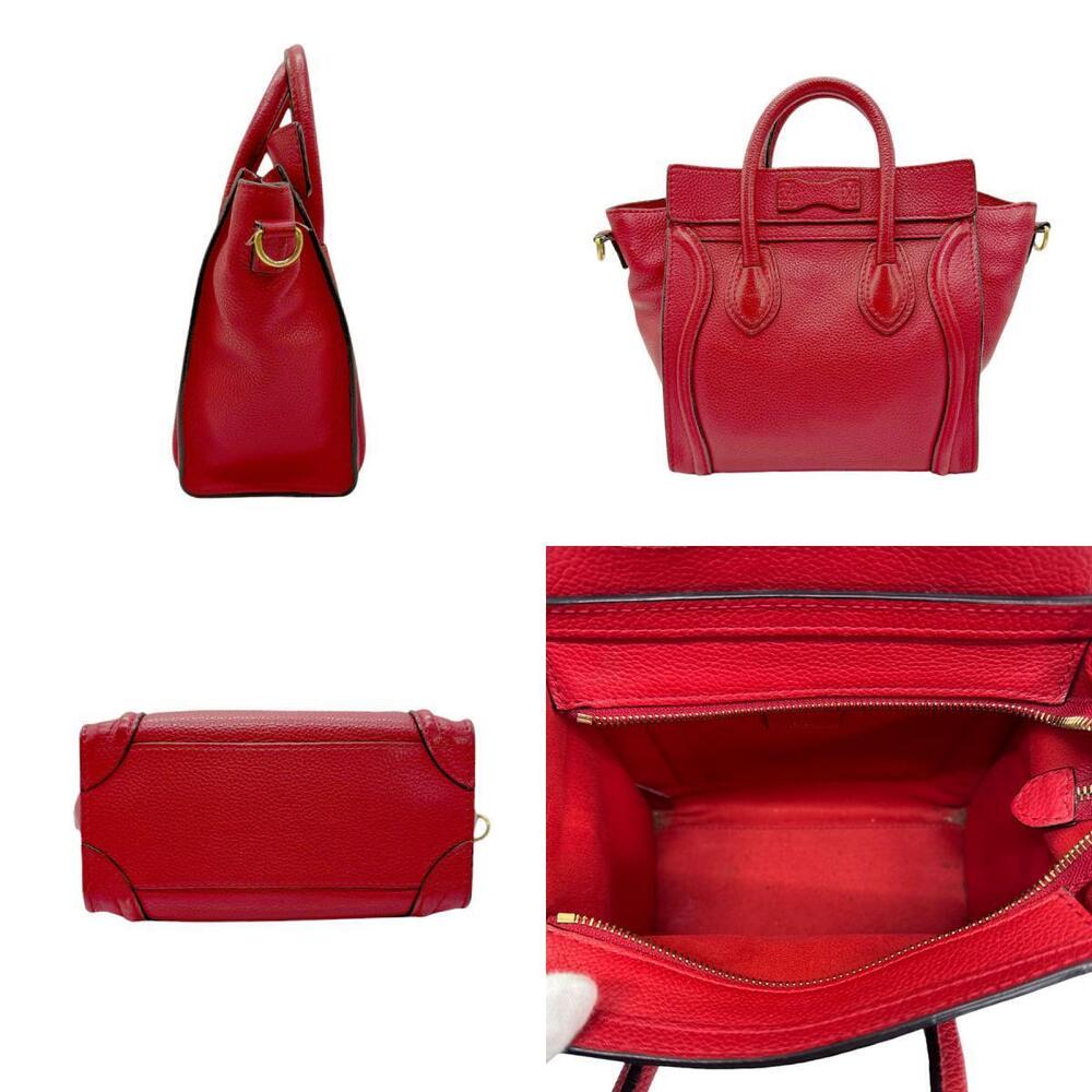 Celine Bag Red Shoulder Shopper Leather Luggage